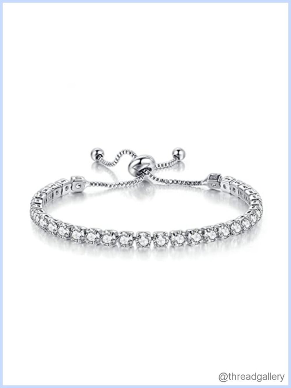 Tennis Chain Bracelet Rhinestone Beads Slider Adjustable Crystal Seed Bracelet